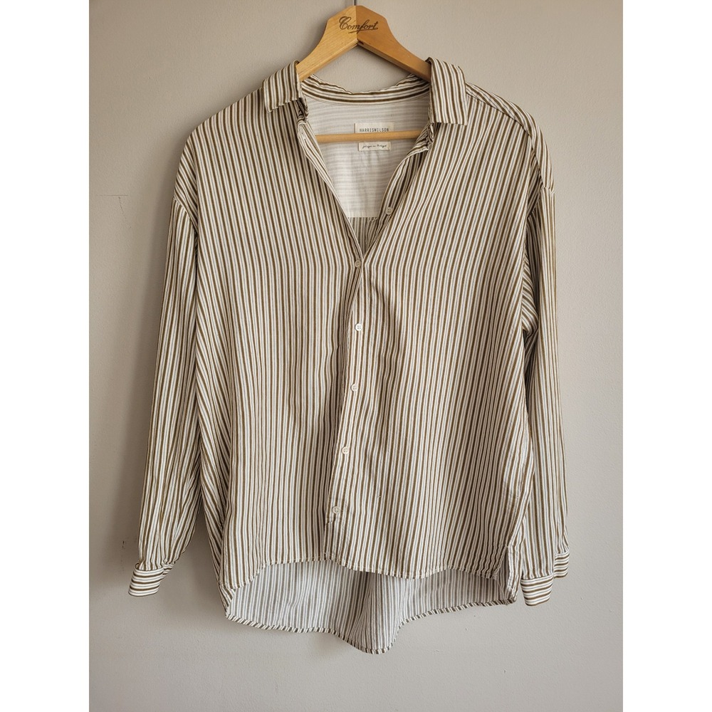 Striped Button-Down Shirt in Beige/White by Rails